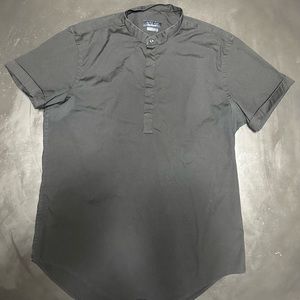 Zara Band Collar Short Sleeve Shirt